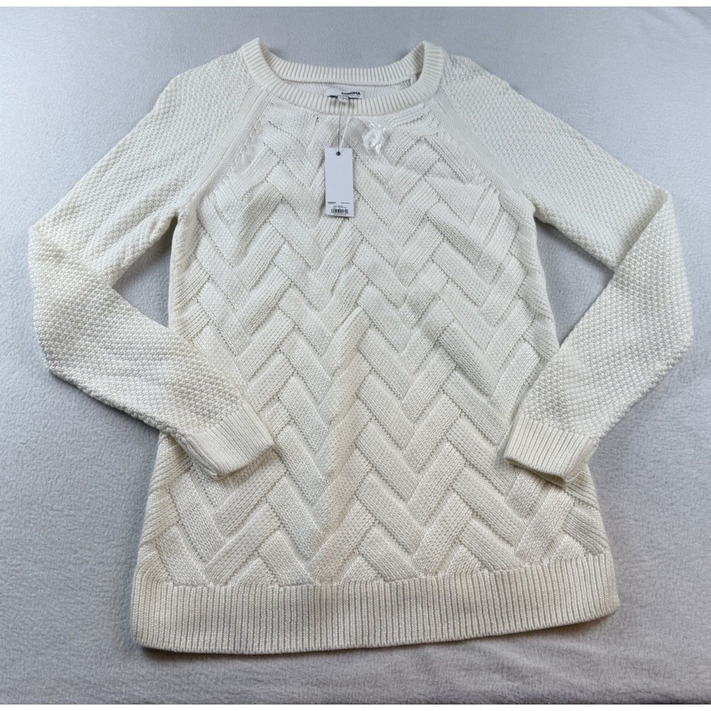 Sonoma Sweater Womens Small Ivory Lattice Stitch Long Sleeve Tunic Pullover NWT